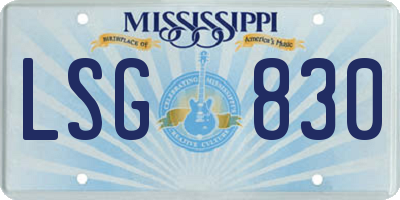 MS license plate LSG830