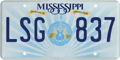 MS license plate LSG837
