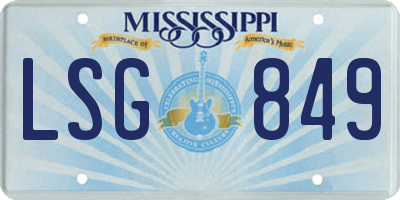 MS license plate LSG849