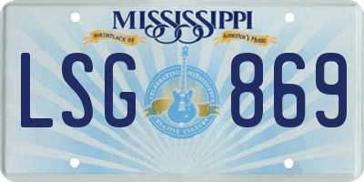 MS license plate LSG869