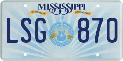 MS license plate LSG870
