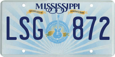 MS license plate LSG872