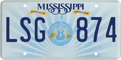 MS license plate LSG874