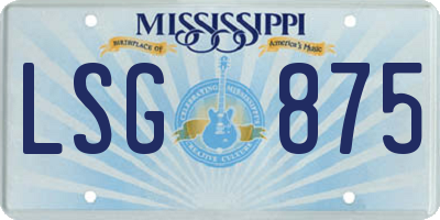 MS license plate LSG875