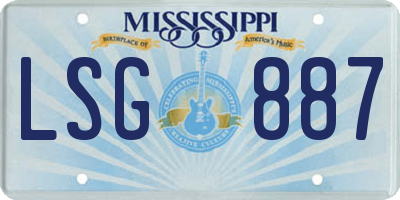MS license plate LSG887