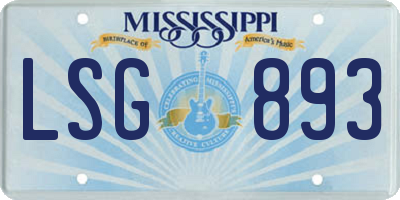 MS license plate LSG893