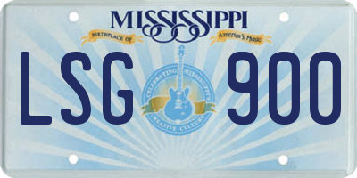 MS license plate LSG900