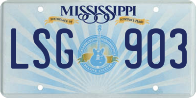 MS license plate LSG903