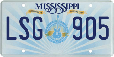 MS license plate LSG905
