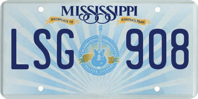 MS license plate LSG908