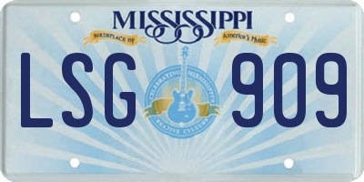 MS license plate LSG909