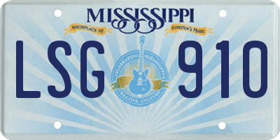 MS license plate LSG910