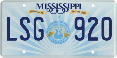 MS license plate LSG920