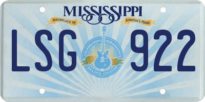 MS license plate LSG922