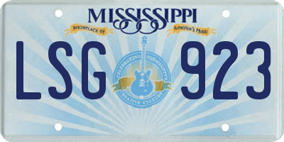 MS license plate LSG923
