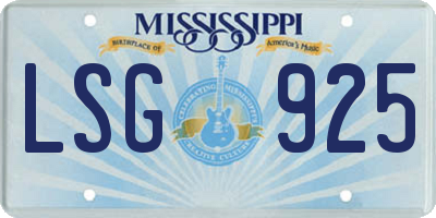 MS license plate LSG925