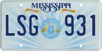MS license plate LSG931