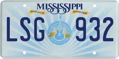 MS license plate LSG932