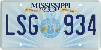 MS license plate LSG934