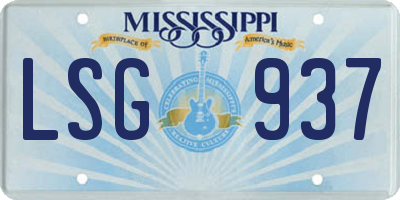 MS license plate LSG937
