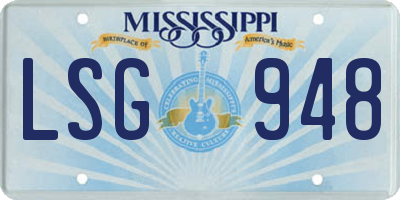 MS license plate LSG948