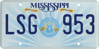 MS license plate LSG953