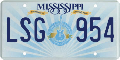 MS license plate LSG954