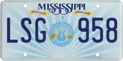 MS license plate LSG958
