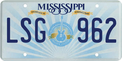 MS license plate LSG962