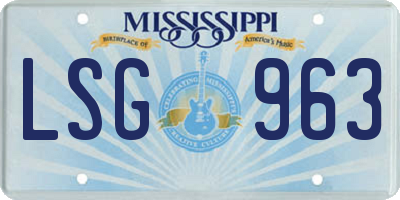 MS license plate LSG963