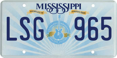 MS license plate LSG965