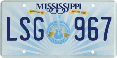 MS license plate LSG967