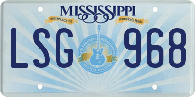 MS license plate LSG968
