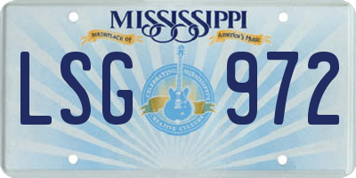 MS license plate LSG972