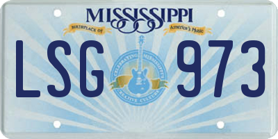 MS license plate LSG973