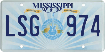 MS license plate LSG974