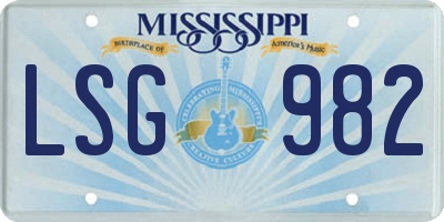 MS license plate LSG982