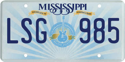 MS license plate LSG985
