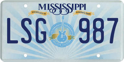 MS license plate LSG987