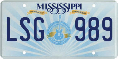 MS license plate LSG989