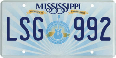 MS license plate LSG992