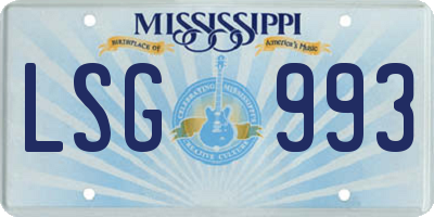 MS license plate LSG993