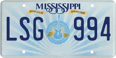 MS license plate LSG994