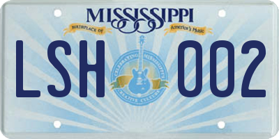 MS license plate LSH002
