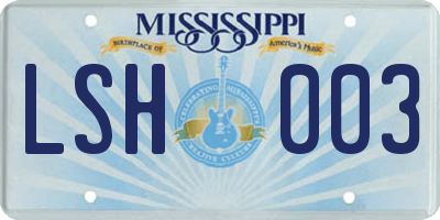 MS license plate LSH003