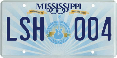 MS license plate LSH004
