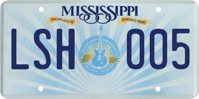 MS license plate LSH005