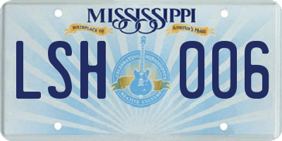 MS license plate LSH006