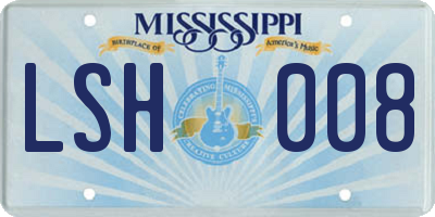 MS license plate LSH008
