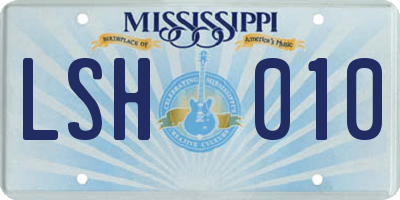 MS license plate LSH010
